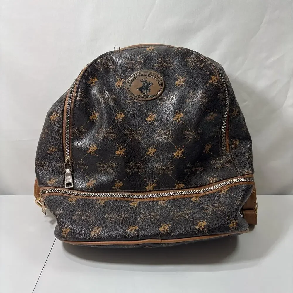 beverly hills polo club mini backpack Beverly Hills Polo Club Monogram Canvas Logo Mini Backpack